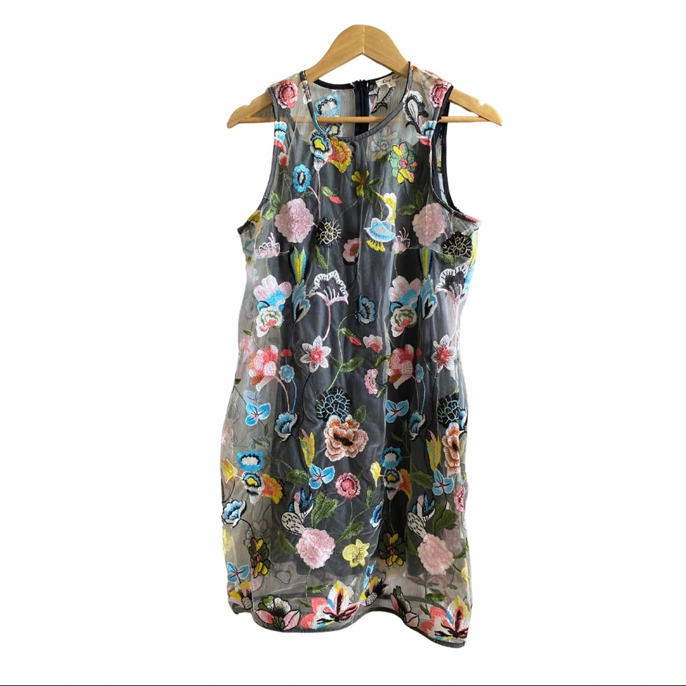 See through dress with embroidered flowers